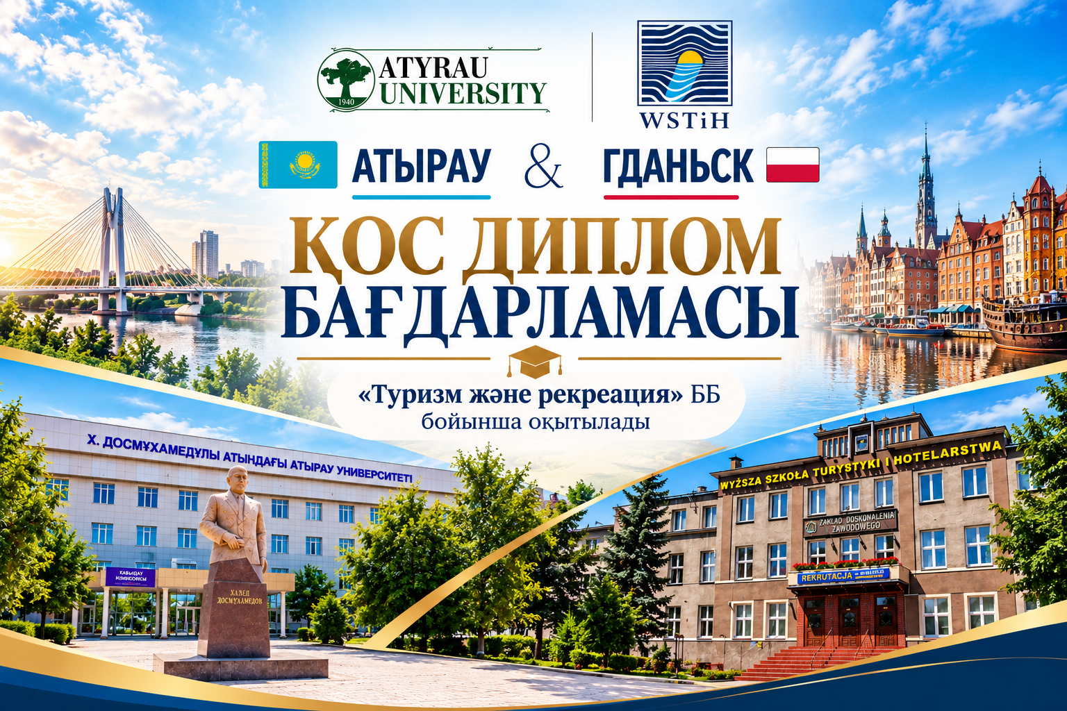 АТЫРАУ – ГДАНЬСК: СТУДЕНТТЕР ҚОС ДИПЛОМ БАҒДАРЛАМАСЫМЕН ОҚИДЫ